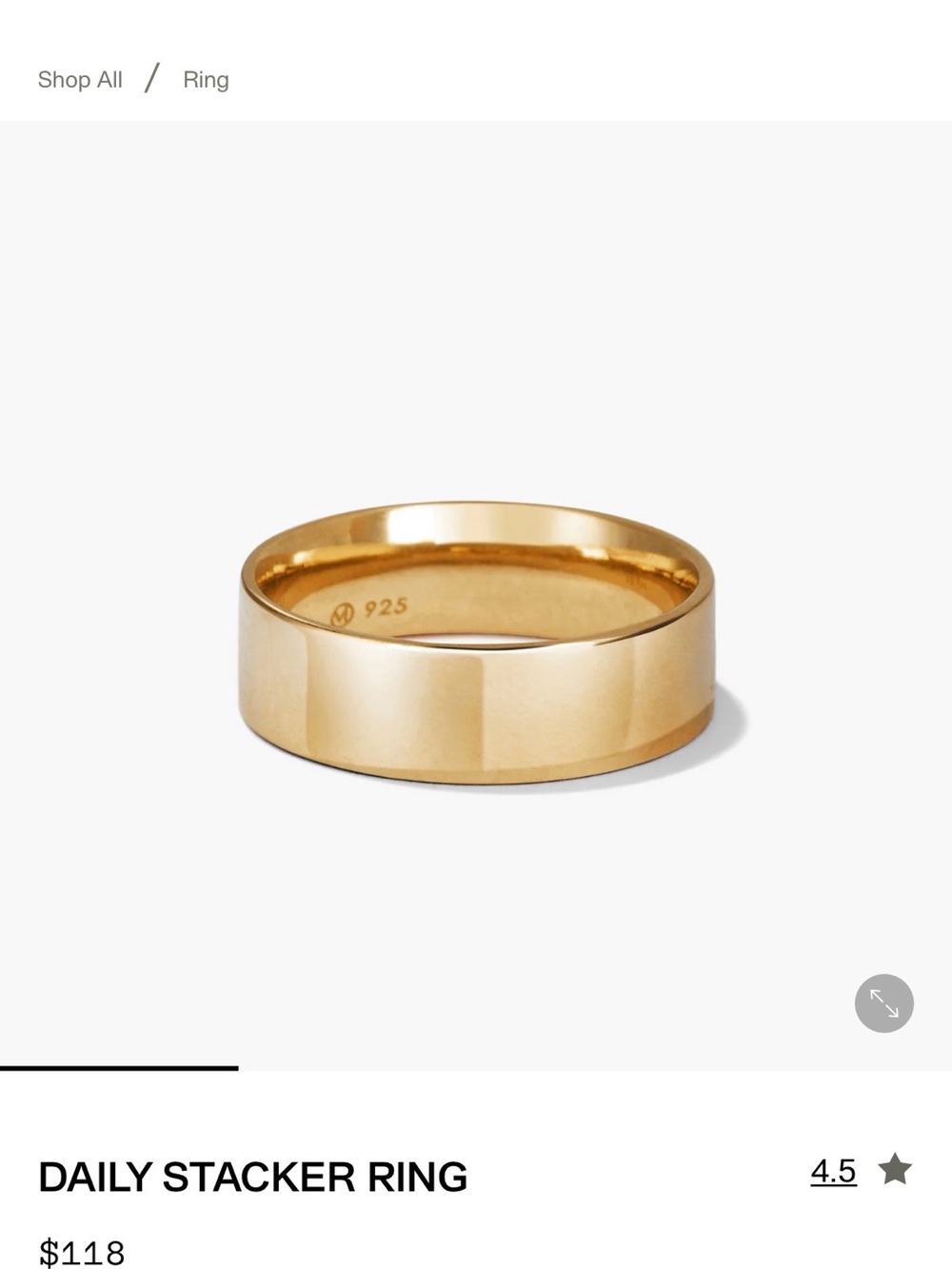 Mejuri Daily Stacker Ring 18k Gold Vermeil Over Sterling - Picture 2 of 6